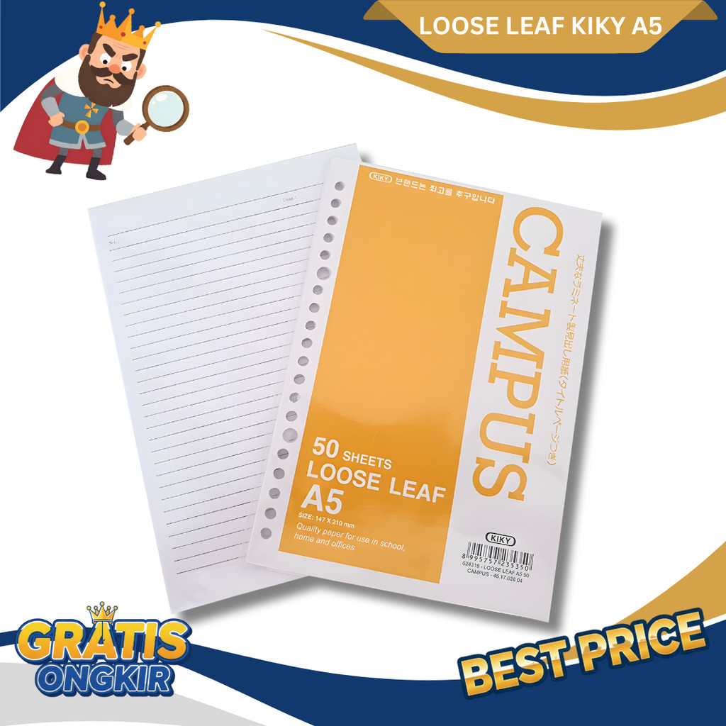 Kiky Loose Leaf Begaris A5 50 Lembar Refill Isi Binder - Pak
