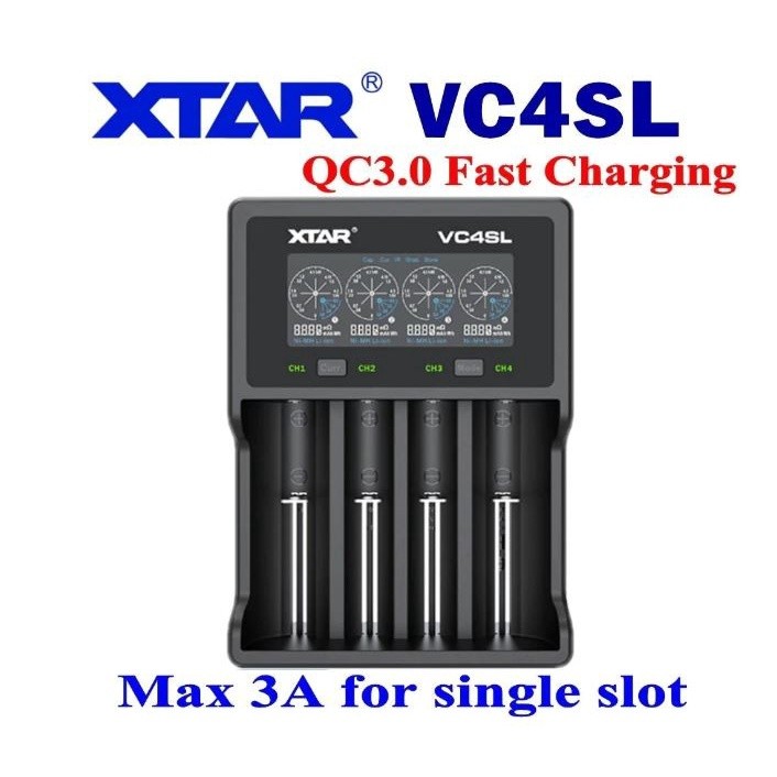 XTAR VC4SL CHARGER FAST CHARGING QC3.0, UPGRADED VERSION FROM VC4SMurah