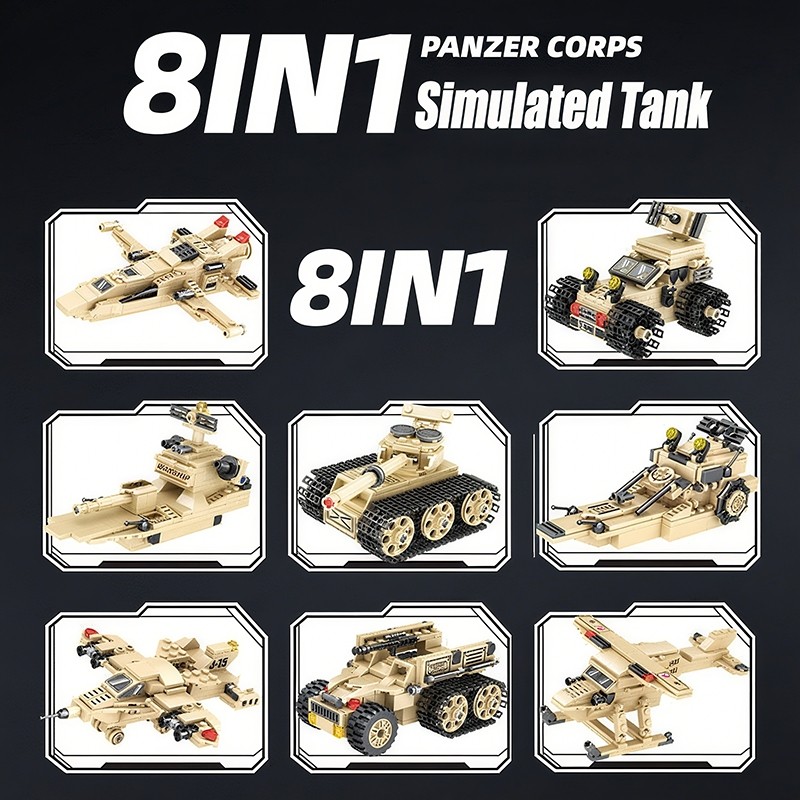 NEW  ZHEGAO 1032Pcs Brick Tank Tempur Militer Model Block Brick Partikel Besar Mainan Tank Anak