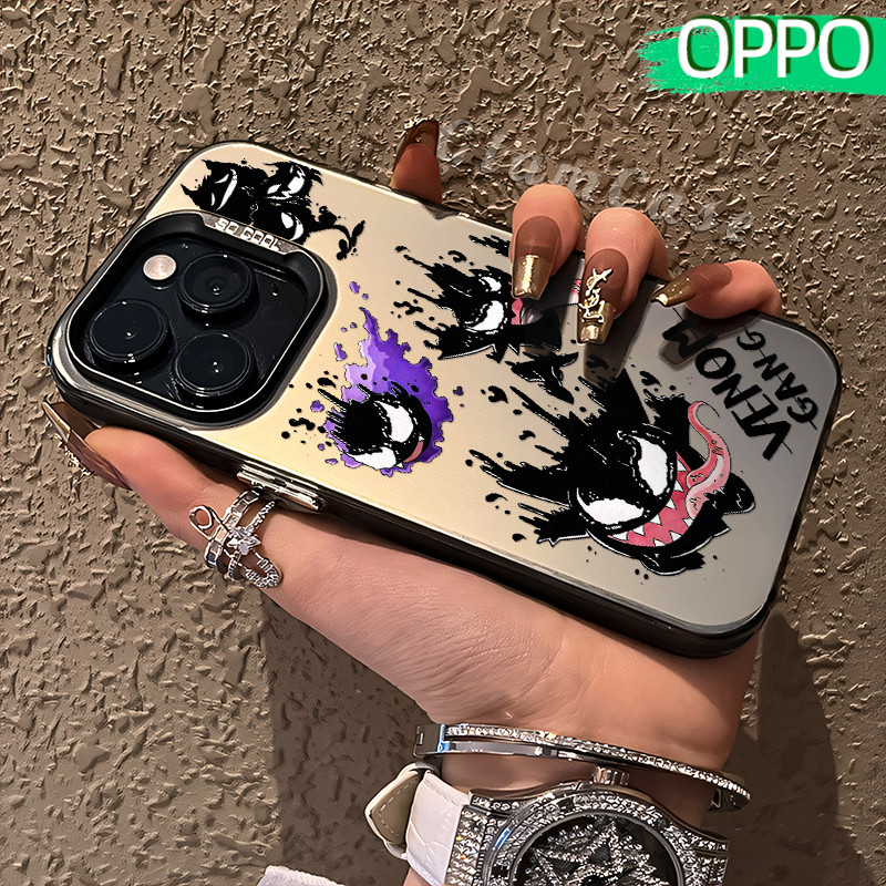 Cute Gengar Glossy Hologram PC Case OPPO A18 A57 A16 A15 A17 A60 A3x A3s A5s A54 A53 A12 A31 A58 A1K
