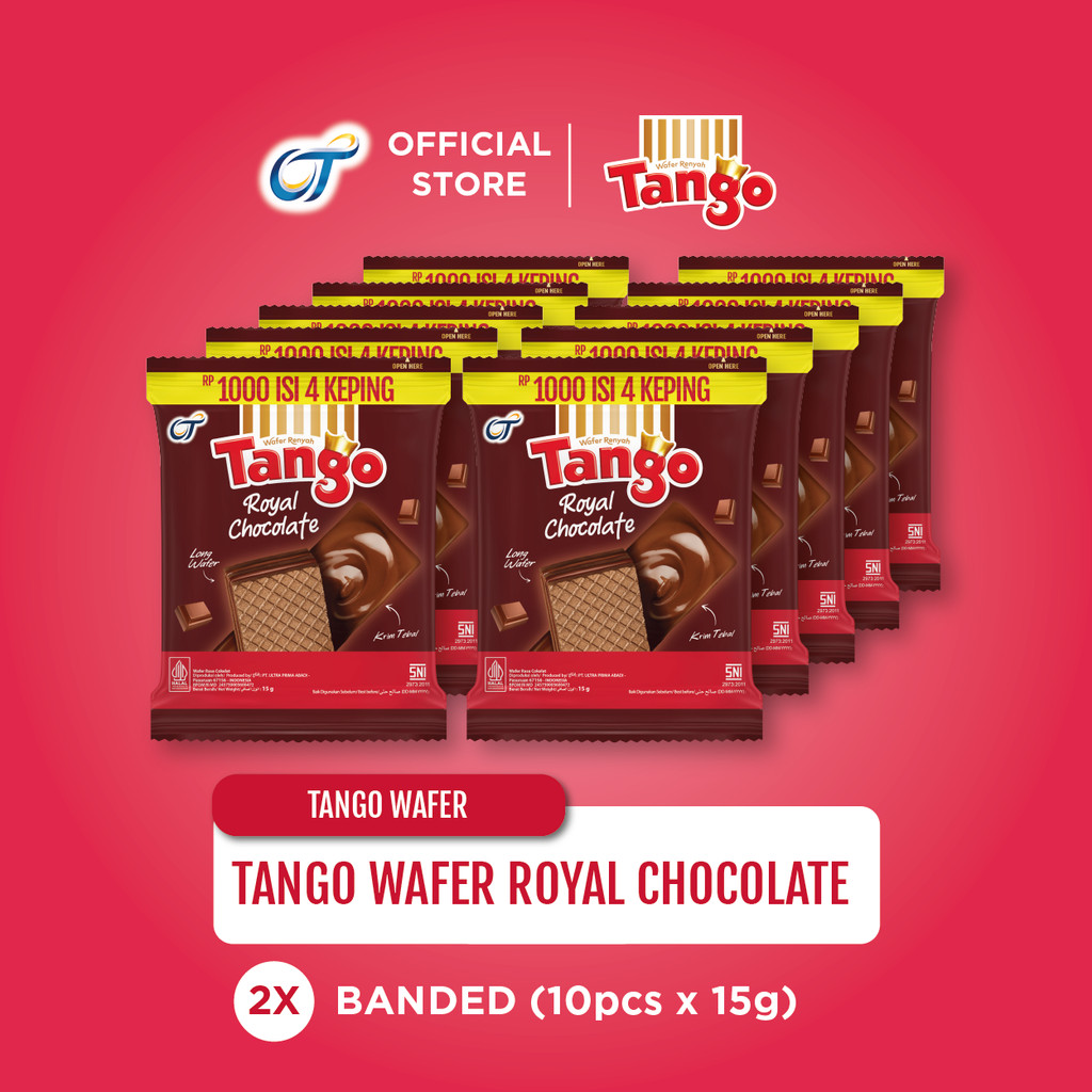 Tango Wafer Rasa Chocolate [2 Renceng x 15 Gram] - Camilan Chocolate Viral Renyah & Creamy, Enak Ban