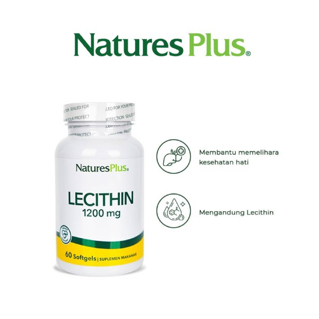Natures Plus Lecithin 1200 mg – 60 Softgels | Suplemen Kesehatan Otak, Hati & Kolesterol - Lavie Bab
