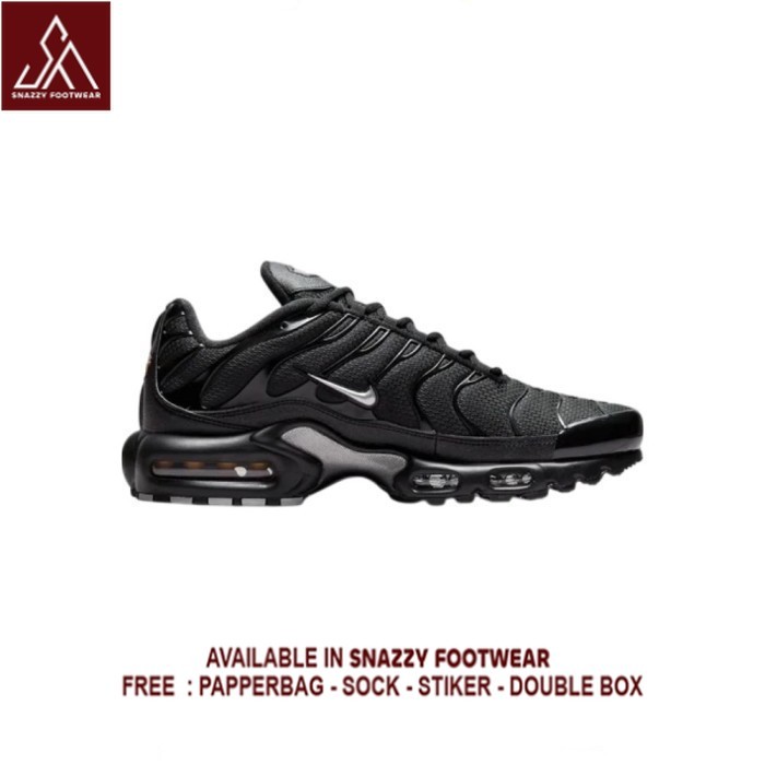 Sepatu Sneakers Nike Tn Plus Black Volt Silver 100% Original Unisex