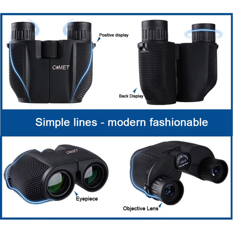 COMET Binoculars 10X25 Long Range Pocket HD Telescope Folding Compact Bak4 Prism Binocular Optical S