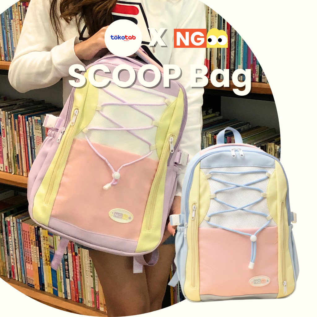 Tokotab X NG SCOOP Backpack Tas Sekolah Anak SD SMP SMA Tas Ransel Lucu Wanita Besar Kuliah Tas Rans