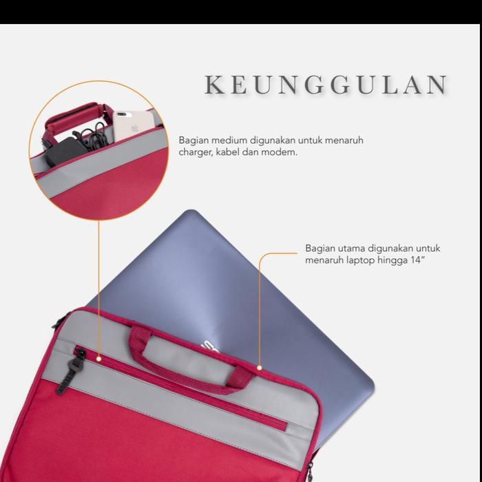 Tas Case Laptop Kantor Kuliah Sekolah Acer Asus Pria Wanita 13 14 Inch - Black