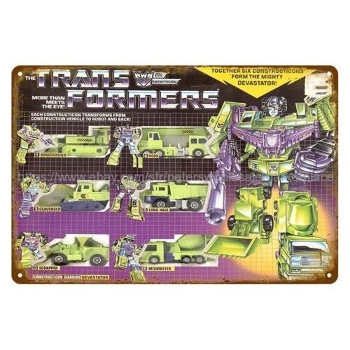 1985 childhood toy  DEVASTATOR CONSTRUCTICONS metal tin sign