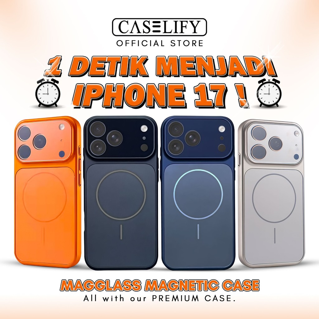 CASELIFY Case 1 detik mirip jadi iphone 17 MagGlass Magnetic case compatible with iphone case 11 12 