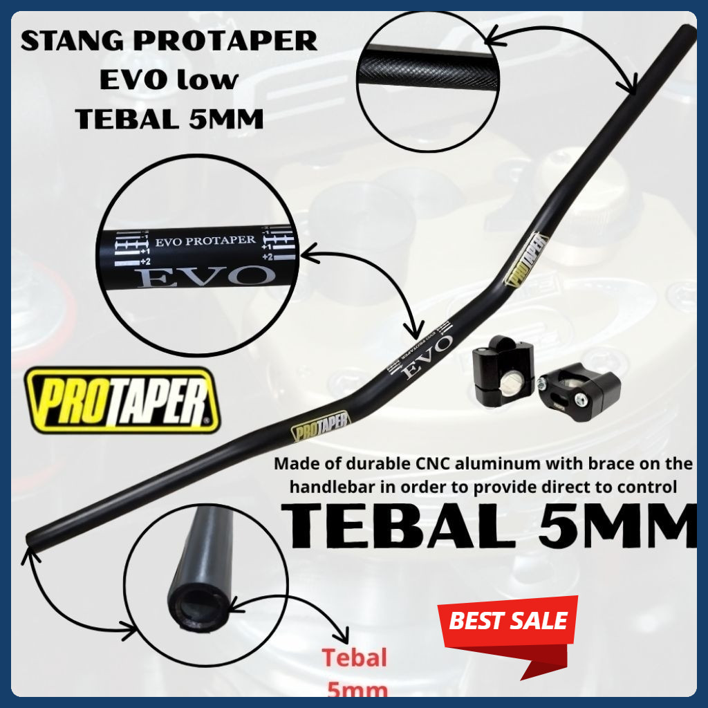 BARU Stang Protaper Evo Low Tebal 5mm Motor Trail, Vixion, Mio, Supra Universal