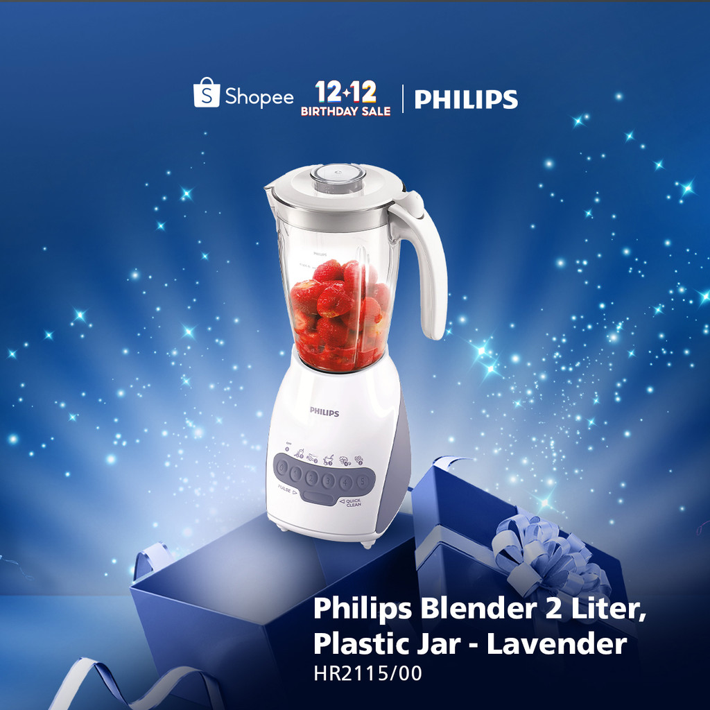 Philips Blender HR2115/00 - Blender 2 liter - Blender Philips jar plastik 350 W - Grey