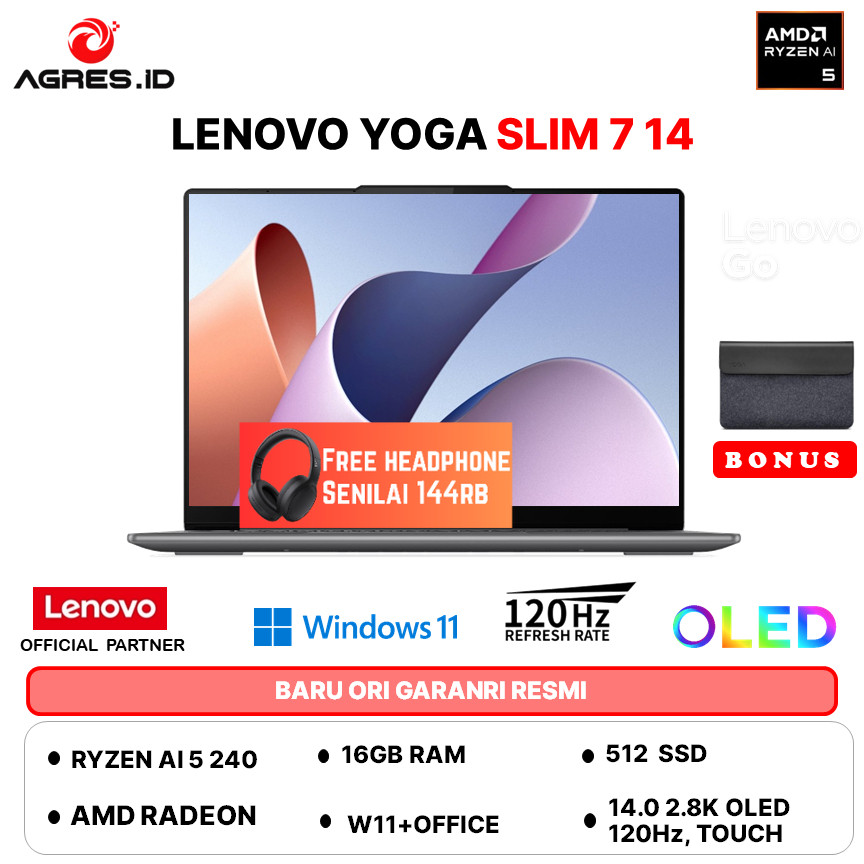 LENOVO YOGA SLIM 7 14 TOUCH RYZEN AI 5 340 16GB 512GB W11+OHS 14.0 2.8K OLED 120HZ -39id