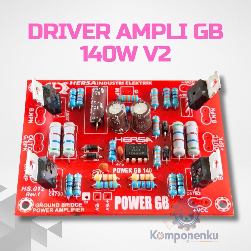 Kit Driver Power Amplifier GB 140W V2 Mono ±25–45V DC PCB 8.5x6.3cm