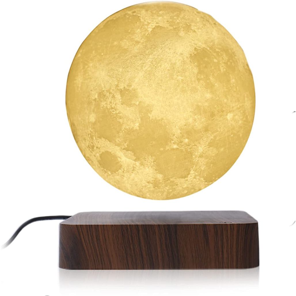 T30 Levitating Moon Lamp Night Light Floating 3D Printing LED Moon Lamp with Wooden Base and Magneti