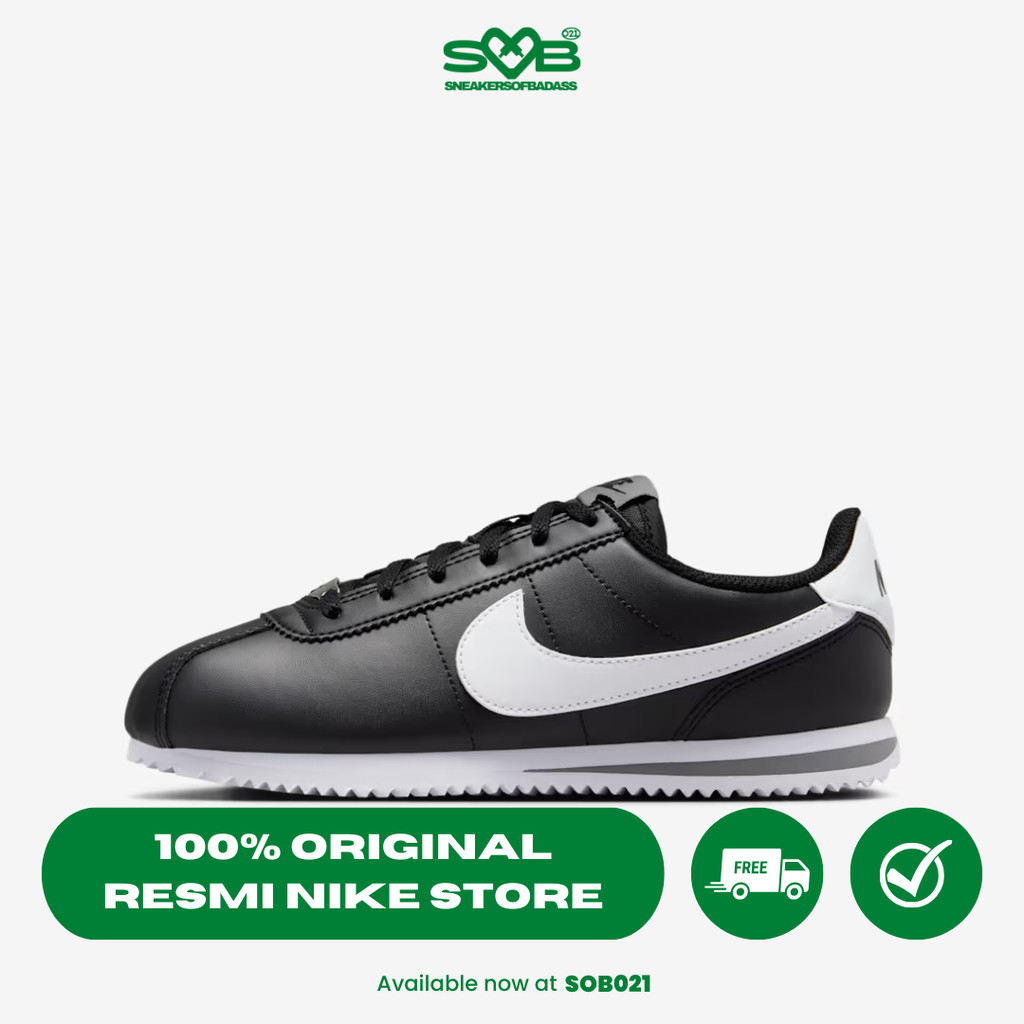 Sepatu Sneakers Nike Kids Cortez (Gs) Black/Cool Grey/White - DM0950-001