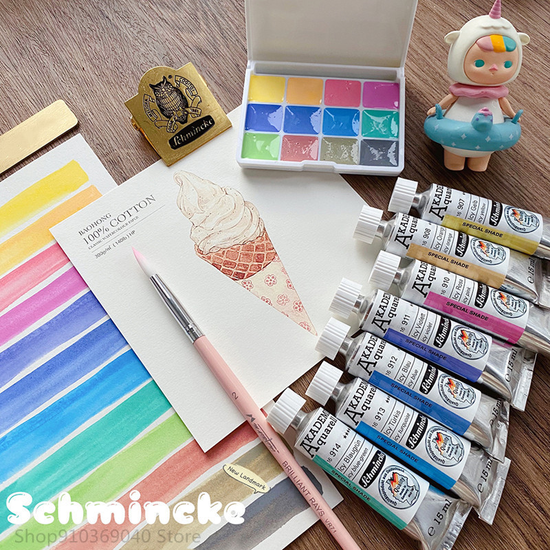Smincke Macaron Candy Color Watercolor 12 Colors 15ml Opaque College Grade Tubular Watercolor Paint 