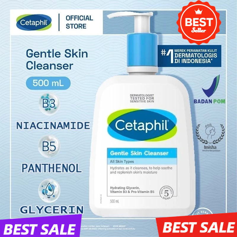 Cetaphil Gentle Skin Cleanser 500ml/Mild Pembersih Wajah Untuk Semua Jenis Kulit/New Original + Dail