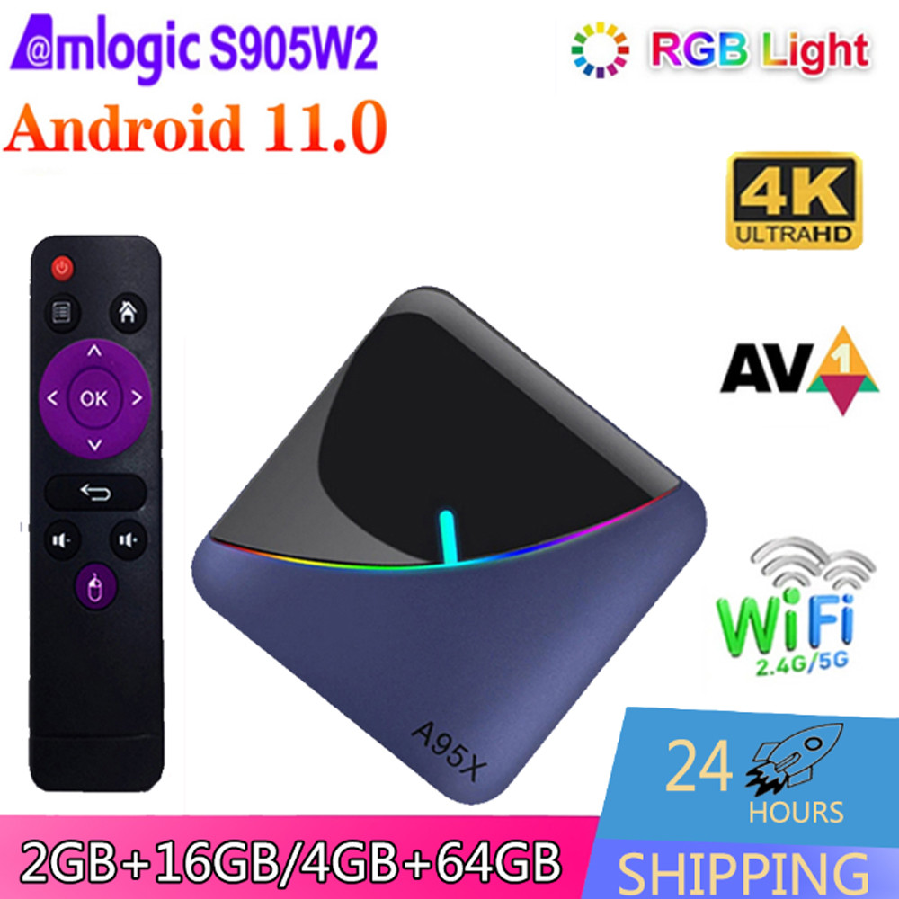 A95X F3 Air II RGB Light Smart Android TV BOX S905W2 Android 11.0 2.4&5G Dual WiFi BT5.0 Ethernet 10
