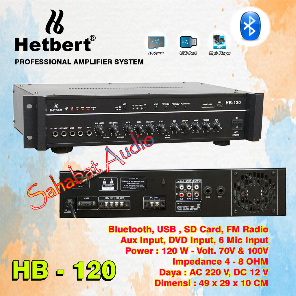 Ampli HB 120 Watt / Amplifier TOA Ceiling / Ampli Corong HB - 120 Power Ampli HB120 Ampli Bluetooth
