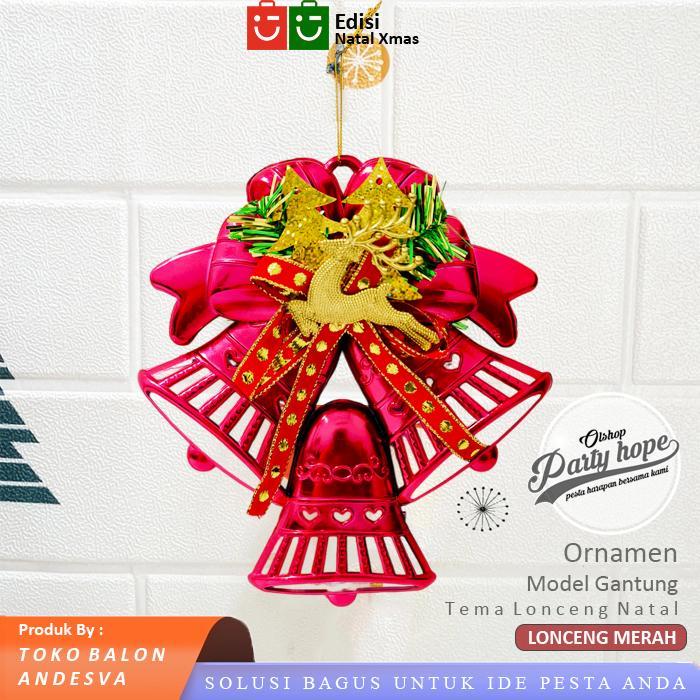 Hiasan Gantung Lonceng Pipih Ornamen Rusa / Ornamen Gantung lonceng Krans pohon natal / Dekorasi pin