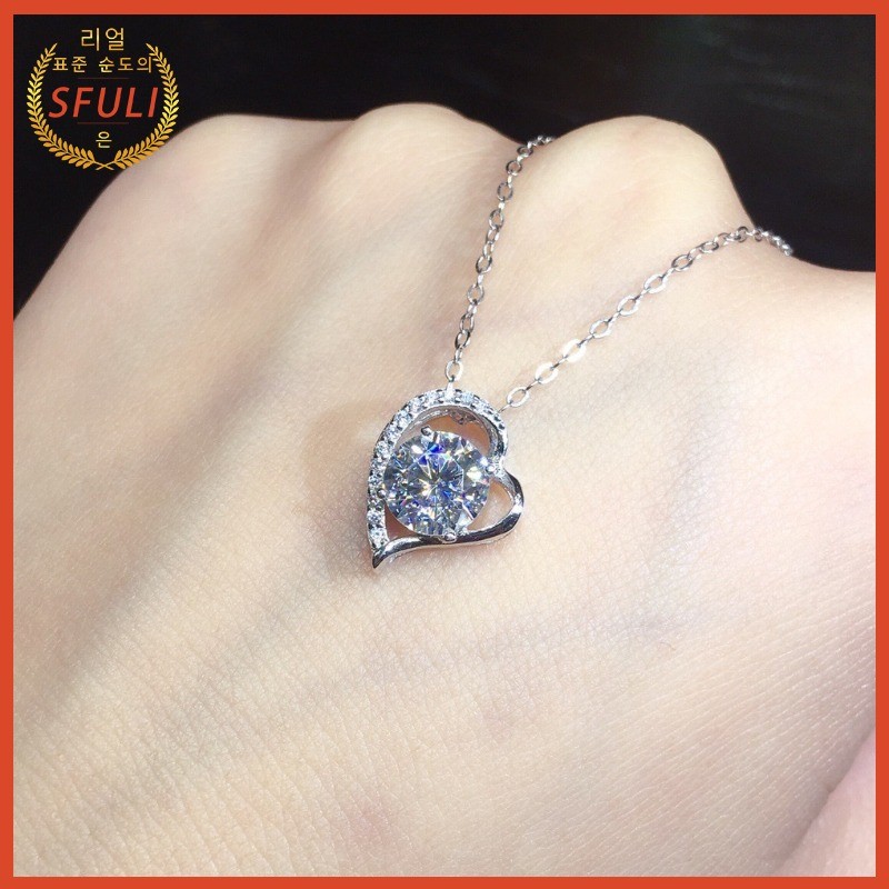 Kalung Liontin Wanita Bentuk Hati Cinta Emas Platinum PT950 Zircon 5A Yang Indah