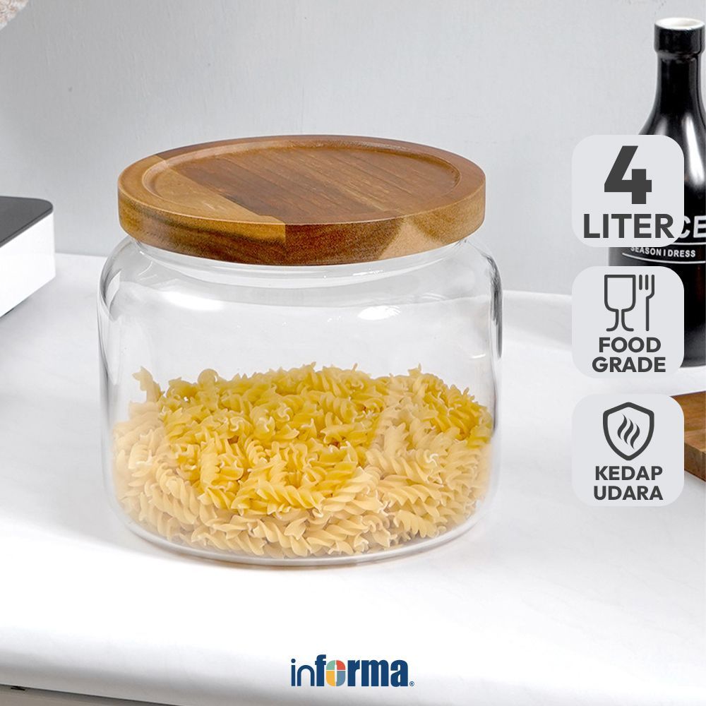 Informa 4 ltr Geor Stoples Kaca Jar Tempat Simpan Snack Dan Permen Setoples Toples Serbaguna Perleng