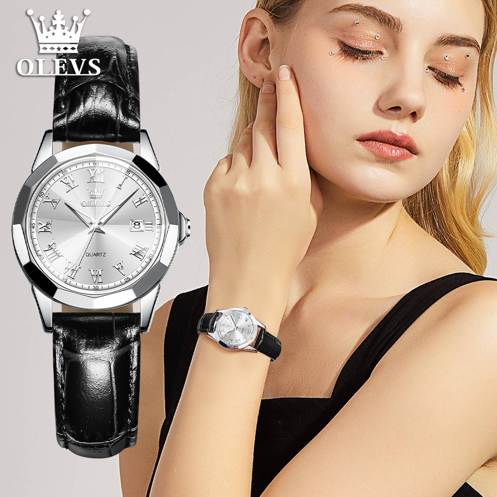 OLEVS Jam Tangan Wanita Kulit Strap Analog Quartz Anti Air Original 100% Free Spirit COD 9990