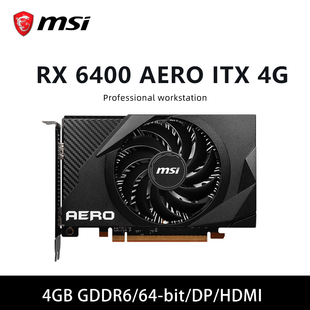 RX 6400 AERO ITX 4G 4GB GDDR6 64-bit & GT640 1GD5 L GDDR5 1GB graphics card Support PEI-E 3.0 HDMI D