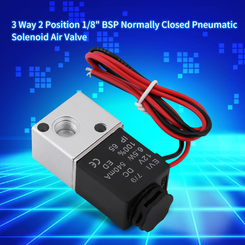 3V1‑06  12V/24V 3 Way 2 Position 1/8"  Normally Closed Pneumatic Solenoid Air Valve NC Solenoid Valv