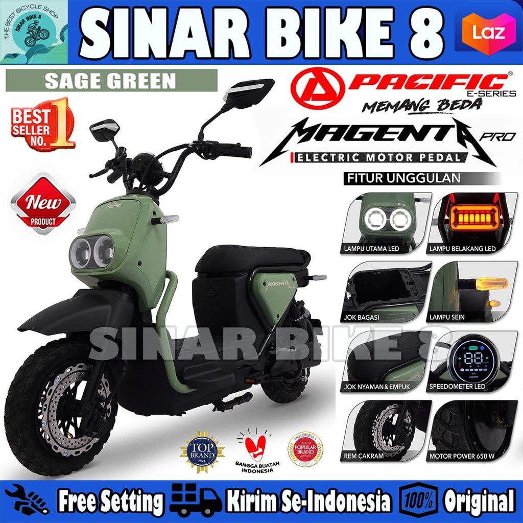 Sepeda Listrik PACIFIC MAGENTA // MAGENTA PRO 650 Watt Electric E Bike