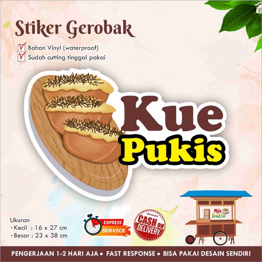 Stiker Kaca Gerobak Vinyl Kue Pukis / Label Makanan