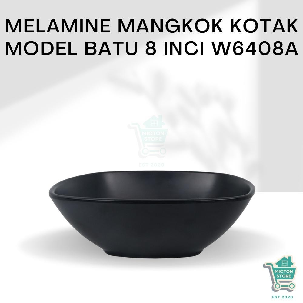 TOPTON Premium Melamine Mangkok Kotak Model Batu 8 inch W6408A Mangkuk Persegi Motif Batu Melamin Ma