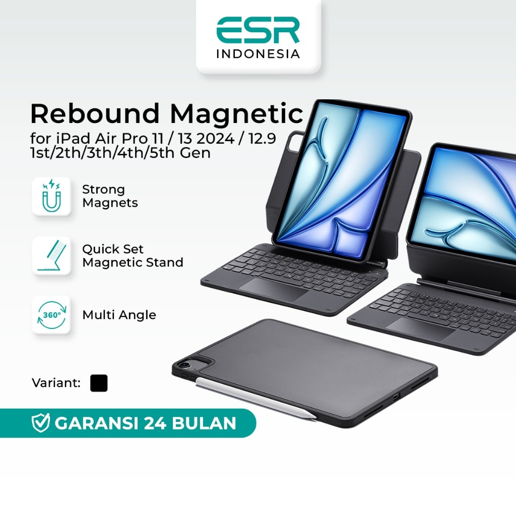 ESR Rebound Magnetic Keyboard Case 360 iPad Air Pro 11 13 2024 12.9 10.9 1st/2th/3th/4th/5th Gen Pel