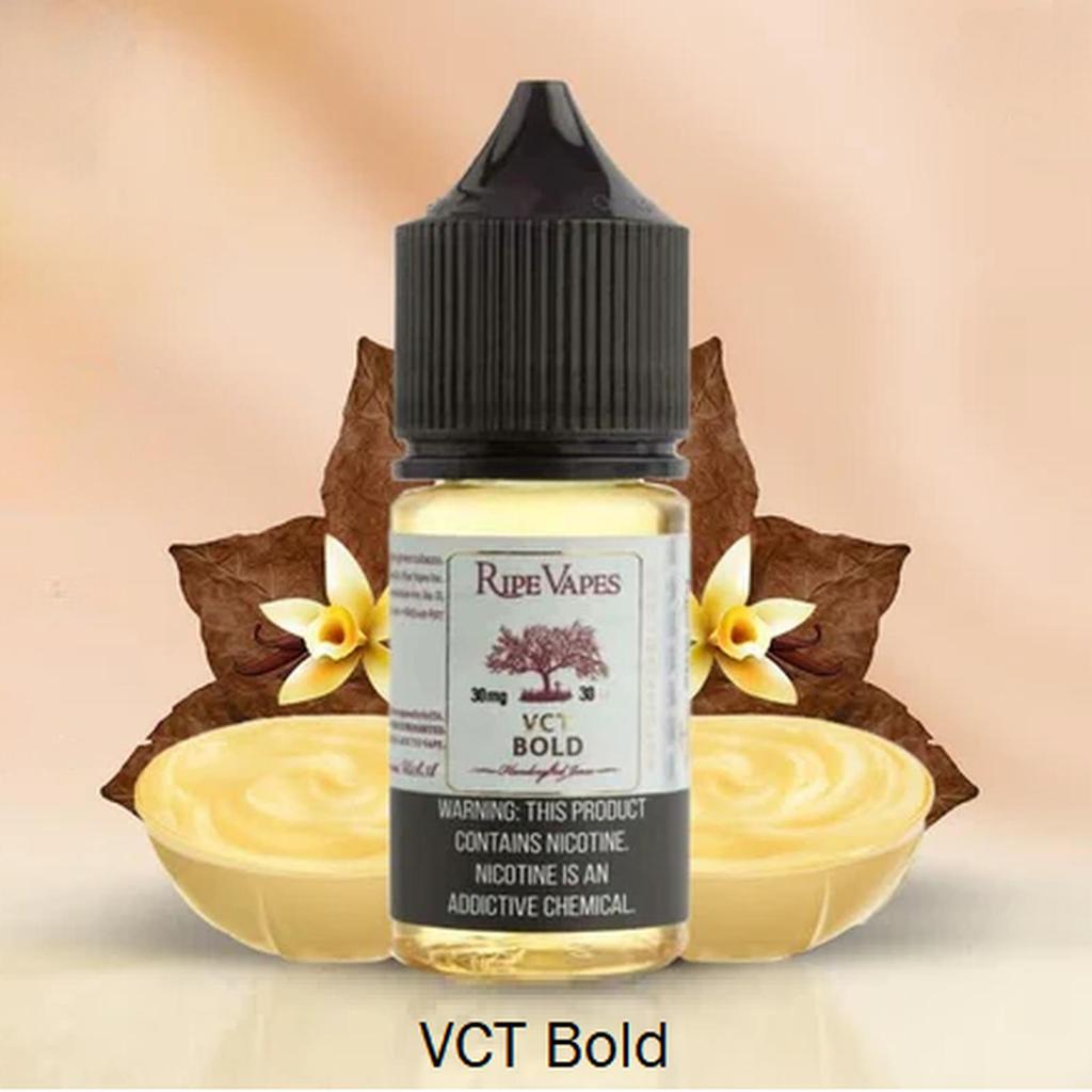 SALT VCT BOLD VANILLA CUSTARD TOBACCO 30ML USA SALTNIC LIQUID BY RIPE VAPES