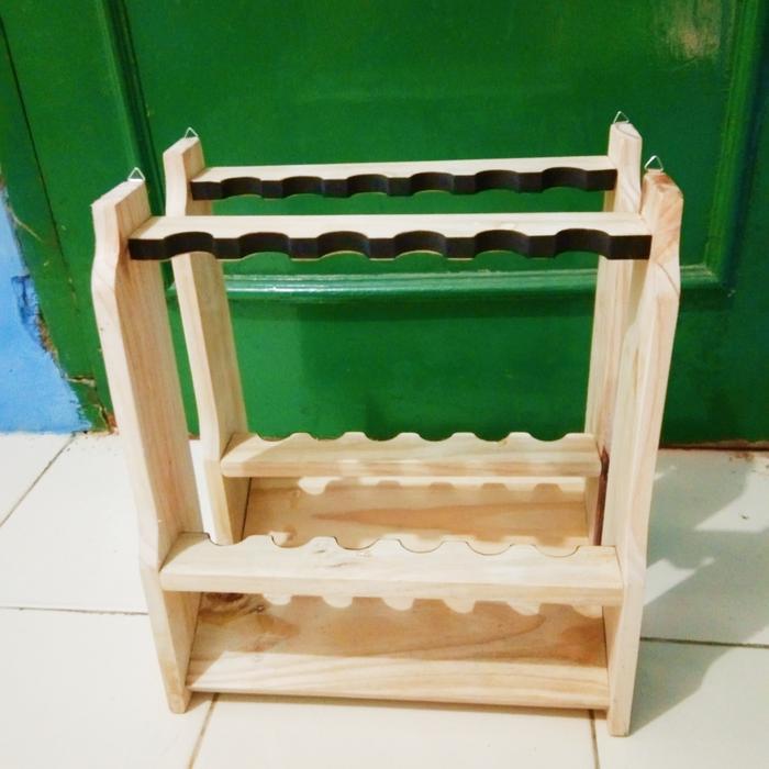 Rak joran pancing kolam jati belanda - Vernis natural, Kastking