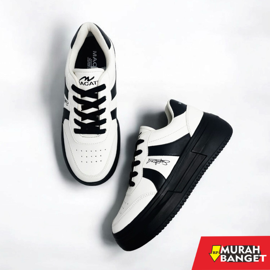 MACATI Sepatu Sneakers Hitam Putih Korean Style terbaru Sepatu Sekolah Wanita HItam Sepatu Sepatu Ka