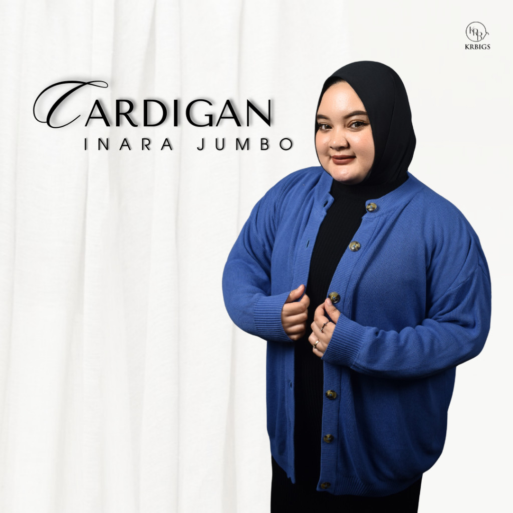Cardigan Inara Kancing Aktif Jumbo Sweater Cardi Rajut Wanita Big Size Oversize Knit KRBIGS
