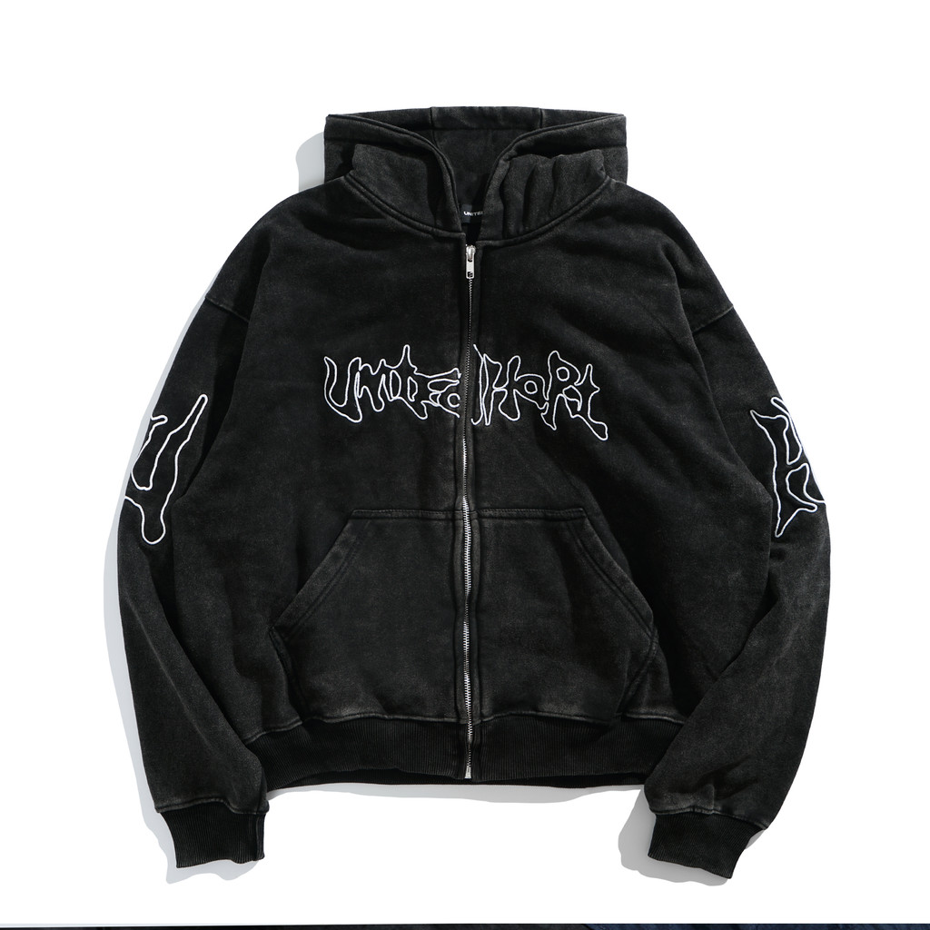 UH Hoodie Boxy Washed Zip Heavyweight Cotton - RAYS