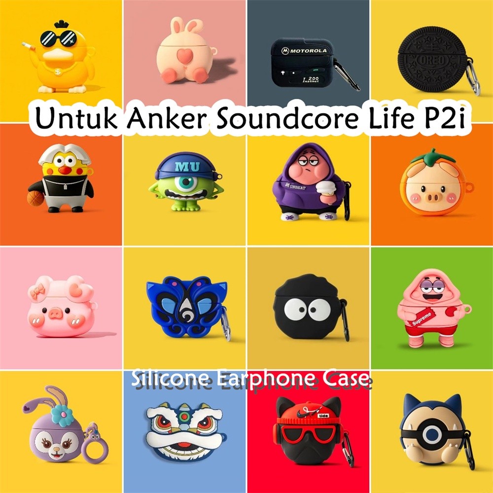 Anker Soundcore Life P2i Earphone Case Cartoon Trendy Soft Silicone Cover for Anker Soundcore Life P