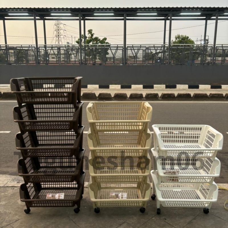 everleafco - Rak Keranjang Troli Segi Persegi Dapur Salon Dorong Toilet Kamar Mandi Buku Ciki Snack 