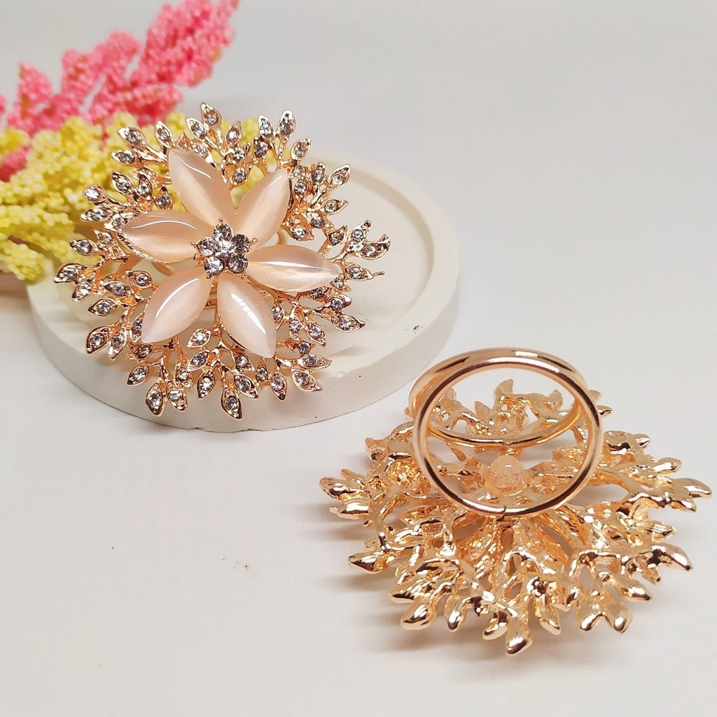 bross ring / ring gesper / cincin hijab batu permata mutiara