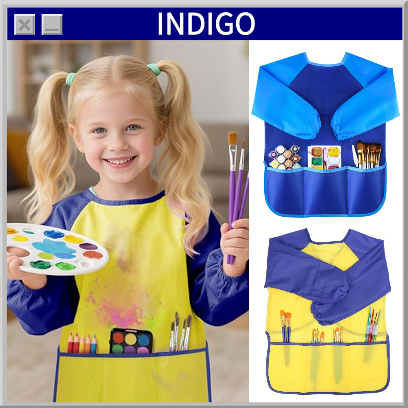 Kids Painting Apron Apron Lukis Anak Celemek Melukis Art Smock Kids Anti Air Apron Waterproof Lengan