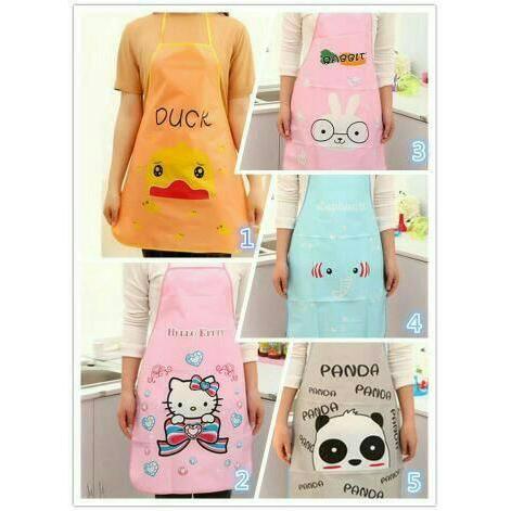 Celemek Apron Masak Waterproof Karakter Panda Lucu