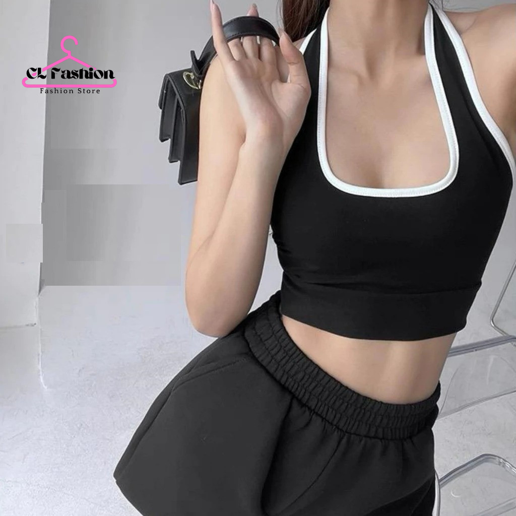 JENNIE HALTER TOP LIST Tanktop Korea Crop Top Korean Halter Tank Top
