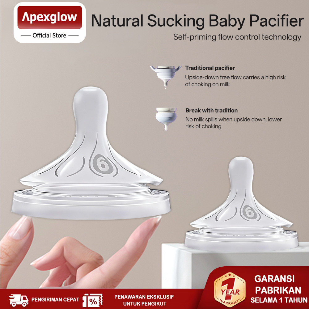 APEXGLOW | Dot Bayi Botol Susu | Natural | Dot Tidak Bingung Putting | Seperti Payudara Ibu | ZH333