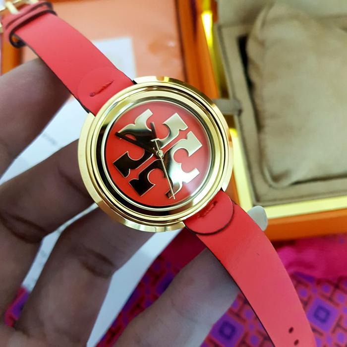 majuwatch Jam tangan Fashion Wanita TORY BURCH TB Miller Leather strap Stainless - red, free