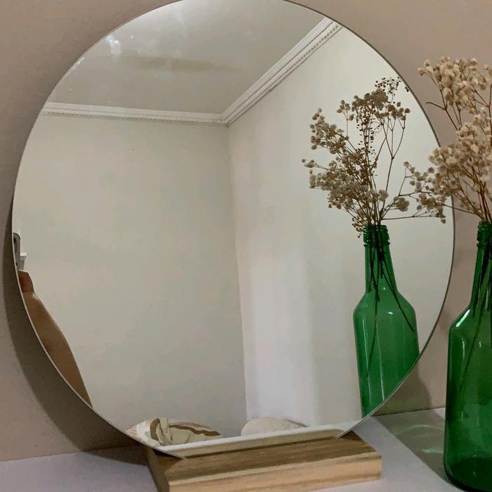cermin bulat besar 50cm - CERMIN+KAYU