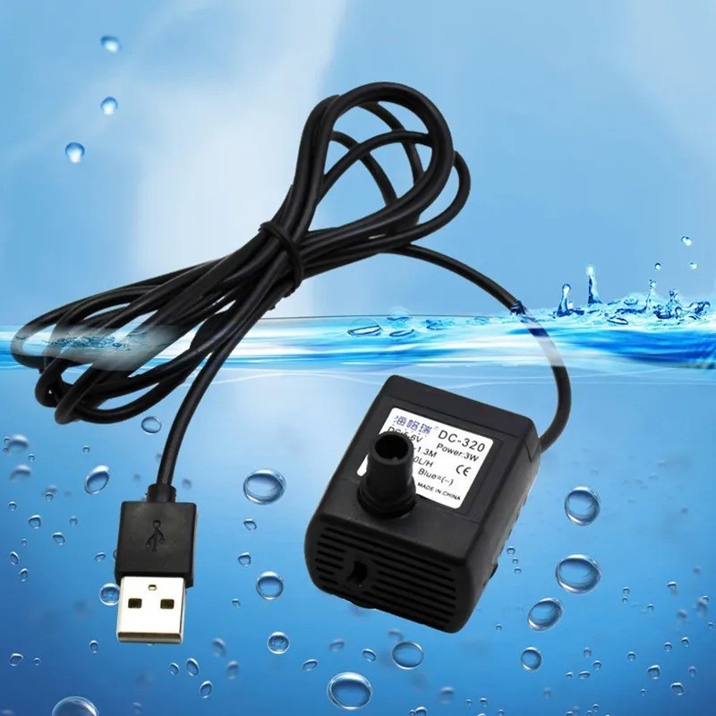 Pompa Air Celup Aquarium Submersible Mini USB 9V 3W Tekanan 200L/Jam Oksigen Gelembung Arus Air Kola