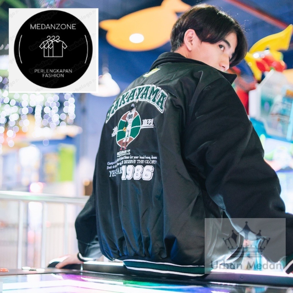 VARSITY BLACK VINTAGE JACKET / JAKET TAKAYAMA BASEBALL SOFTBALL UNIVERSITY HITAM 90s CLUB OF 1986