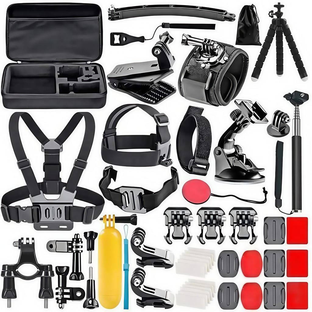 Pro 50-in-1 Adventure Kit for GoPro 10 9 8 7 6 5 4 3, DJI Action, ta360 - 360° Bike/Helmet/Chest Mou