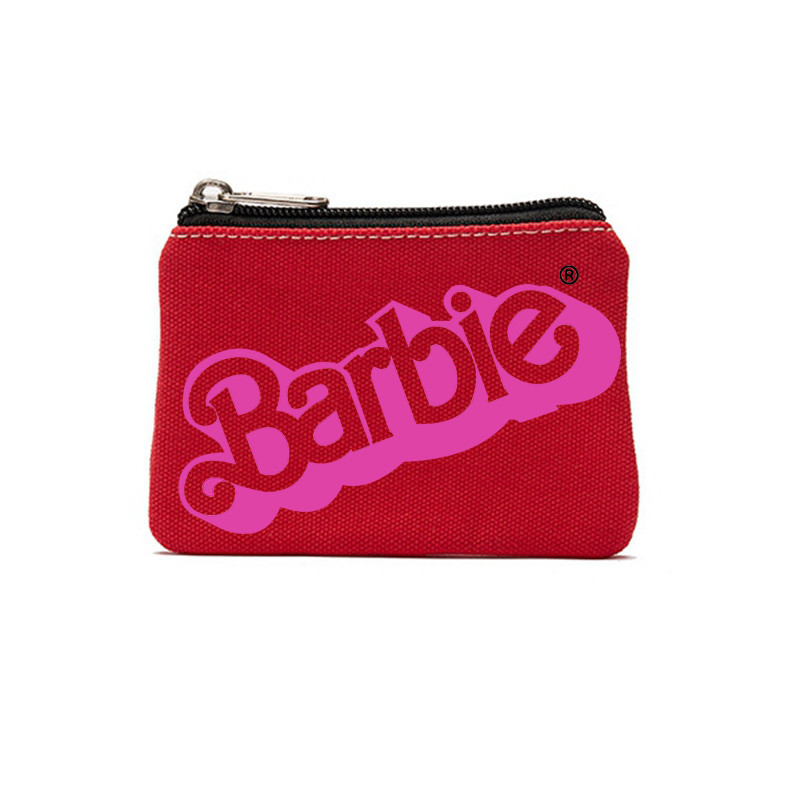 Miniso Co Brand IP Barbie Letter Canvas Bag Pure Zipper Coin Key Bags Money Pocket Women Men Hand-he